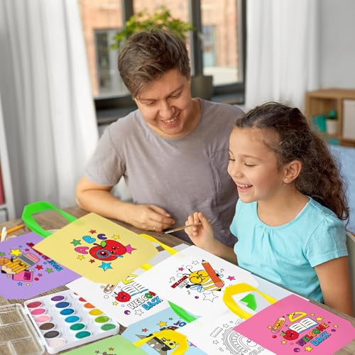 Image of FMuimshouwo Back to School Coloring Goodie Bags for Kids - 24Pcs First Day of School Bulk Color Your Own Gift Bags with Handle Reusable Coloring Bag Non Woven Tote Bag for Classroom Party DIY Crafts