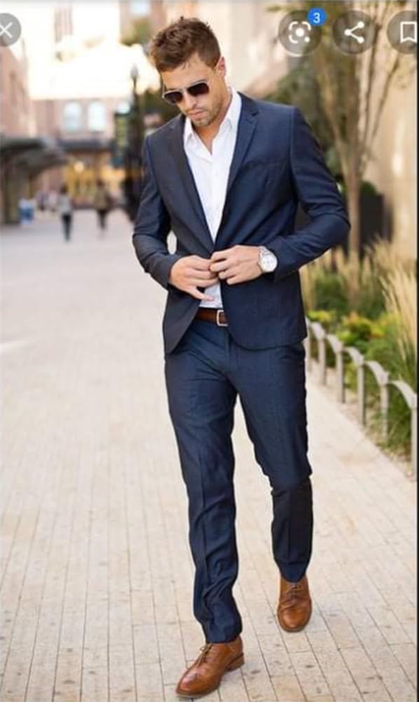 Uomo Completo da Uomo in Due Pezzi con Risvolto con Risvolto, Giacca da Smoking da Cerimonia, Casual, da Cerimonia