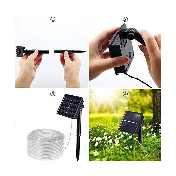 XUNATA LED Solar Lichterschlauch 10M 100 LEDs Lichter IP65 Wasserdicht Schlauchlicht Lichtschlauch für Garten, Weihnachten, Hochzeit, Party – Bild 7