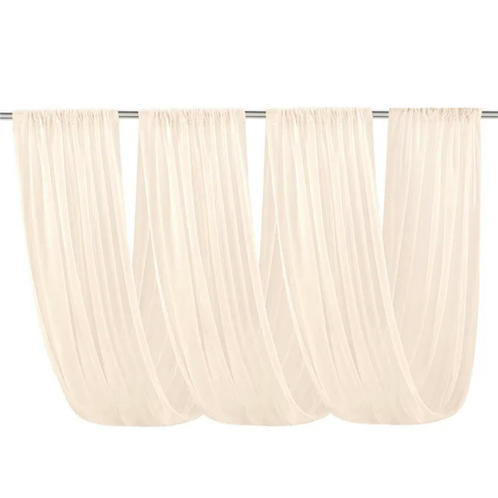 PLQWMR Wedding Ceiling Drapes, White Chiffon Drapes for Wedding Decor, Party Decorations, Stage Curtains, and Ceremony Backdrops