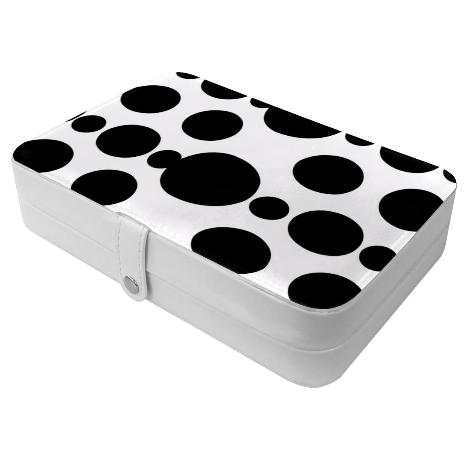 Boîte à bijoux de voyage, mini organiseur portable noir circulaire pour bague, collier, bracelet