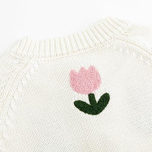 Image of Simplee kids Baby Girl Thin Sweater Solid White Pink Cardigans for Toddler 0-3Years