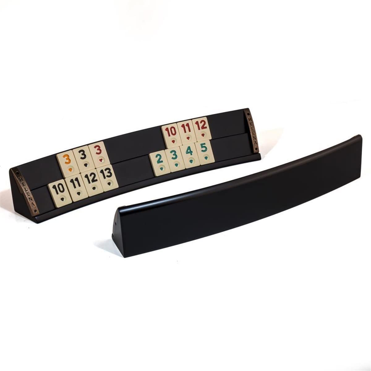 Helena Wood Art, Handgemachtes Oval Rummy Set aus Holz inklusive Tasche, Schwarz, 100% Holz, Deluxe Edition, Rummy, Okey Takimi, Melaminsteine