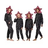 unisex D-Demogorgon Onesie Pijamas mono, pijamas con capucha 3D, disfraces de invierno de lana for Cosplay, albornoz de una pieza de Navidad (FR/ES, Edad, Talla única, 2XL (adult), Gris negro)