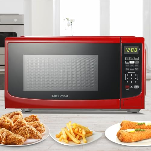 Farberware 0.7 Cu. Ft. Countertop Microwave Oven – 700 Watts Power, Auto Cook Settings, Defrost, Easy Clean and Child Safety Lock - Red - image 6