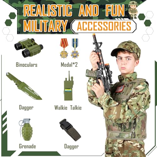 Disfraz ejército para niños con accesorios 3-5 años miniatura 5