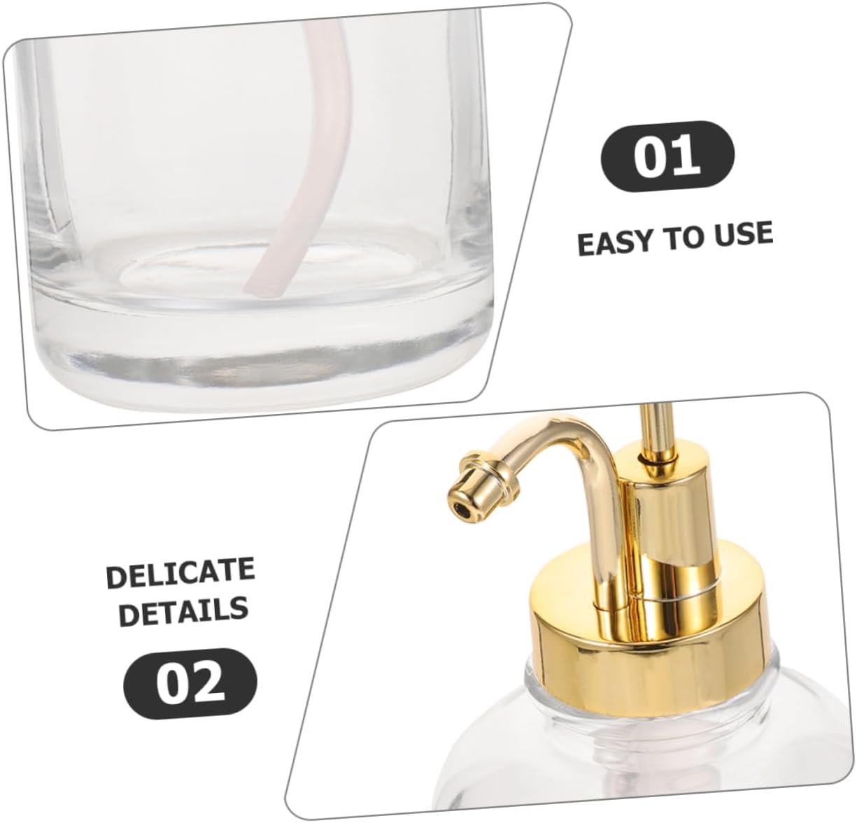 2Pcs Glass Syrup Dispenser Multi Use Pump Bottles for Honey Jam and Syrup Transparent Design for Easy Identification for Coffee Bar and Kitchen Decor