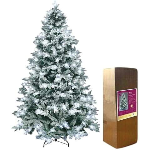 SHATCHI 6Ft Pre-Lit Snow Flocked Christmas Tree Cover