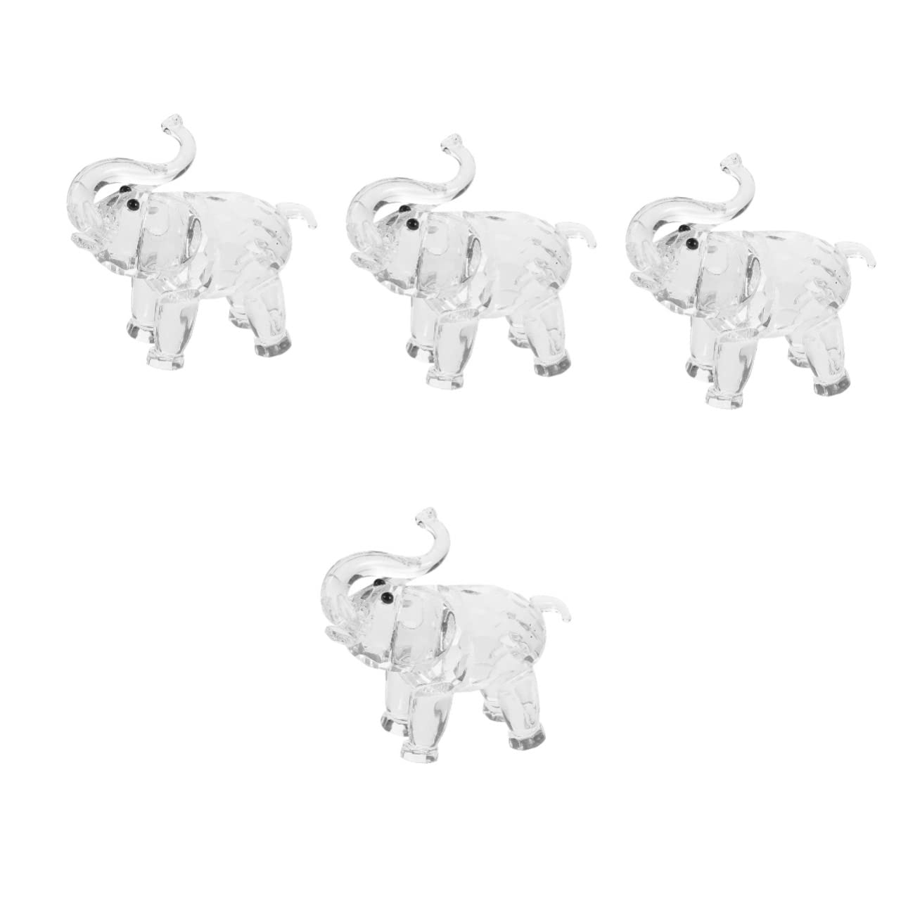 4 Piezas Adorno De Elefante De Cristal Centro De Mesa De Cristal Estatuillas De Elefantes De La Suerte Elefante Pisapapeles Estatua De Feng Shui Niño Tailandia Vidrio Escritorio