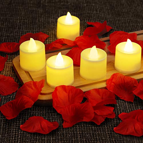 image for B2LOVER 1000 Pieces Artificial Rose Petals with 24 Pcs Flameless Candl