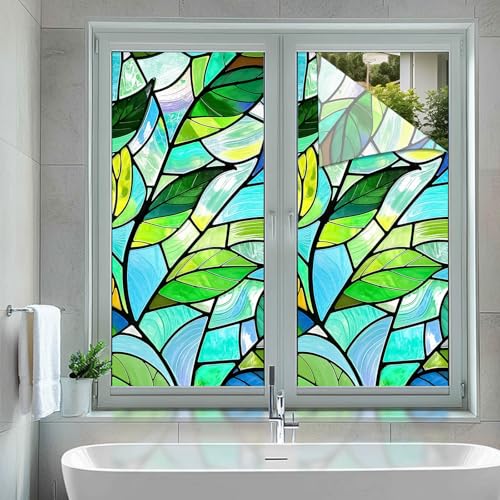 Vinilo decorativo para ventana BlissYard hojas verdes 44.96x100 cm miniatura 5