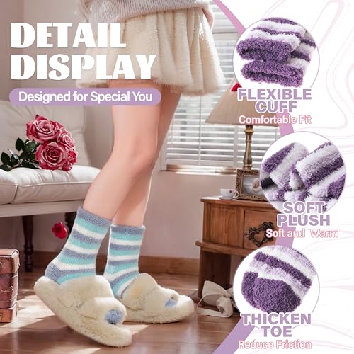 Image of Anlisim Fuzzy Socks for Women, Soft Comfy Cozy Fluffy Thick Winter Warm Fleece Slipper Socks