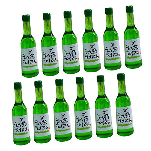 QUMIIRITY 15pcs Simulated Rice Wine Tiny House Bottles Mini Bottles with Cork Drink Miniature Jar Resin Green