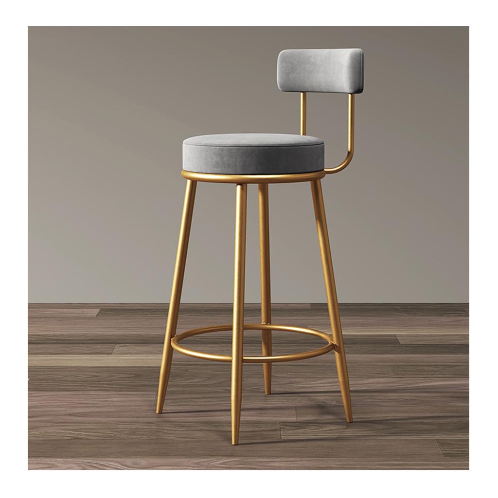 AYCDL Bar Stools Set Of 1,Counter Height Bar Stools With Back, Modern Velvet Fabric Stools With Metal Leg And Footrest,Dining Chairs For Kitchens,Armless Barstool Cha,Grey-75CM/29.5IN