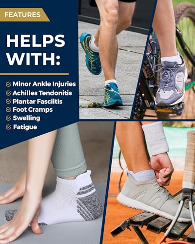 Image of Pembrook Ankle Compression Socks for Women & Men - 4 Pairs | Arch Support Socks for Women | Compression Ankle Socks Men | Running Compression Sock | 4Whi Compression Socks