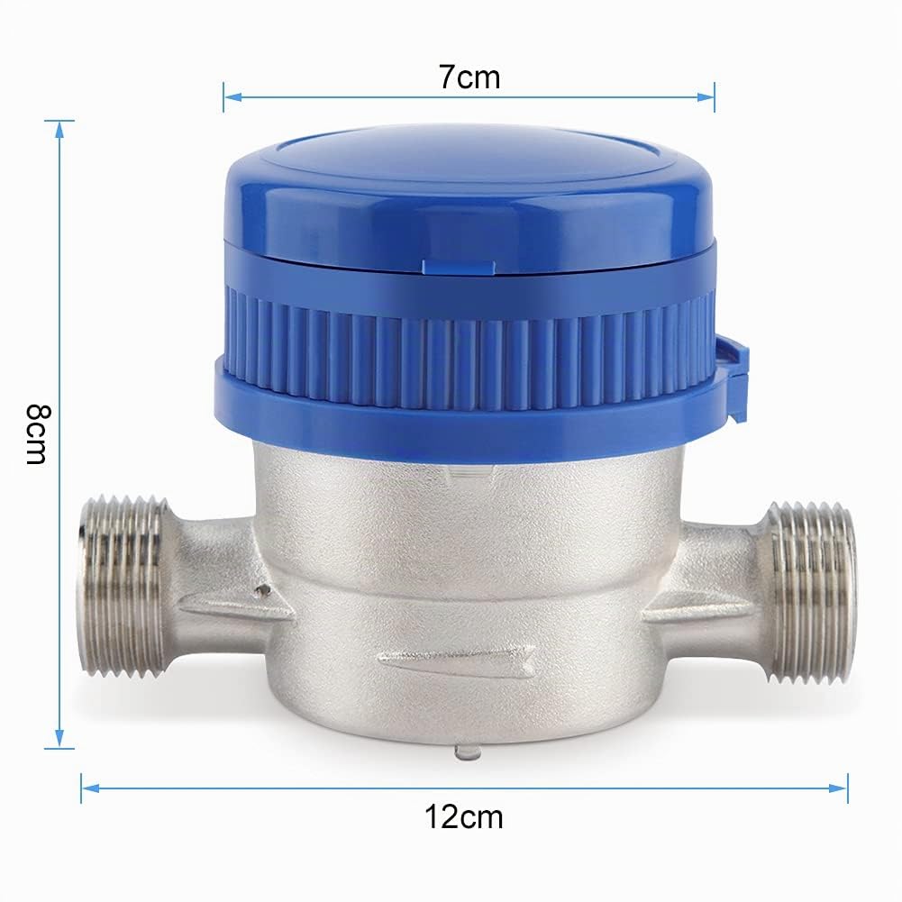 Estink Compteur d'Eau Mécanique pour Maison et Jardin, 1.5m3/h, 15mm, 1/2 Pouce, Température 0-40°C