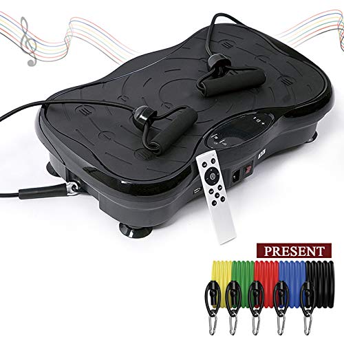 Pahajim Plataforma Vibración Fitness Aparato de Entrenamiento, Relajar Músculos - Máquina de Ejercicio Control Remoto Inalámbrico Altavoz Bluetooth Plataforma Vibratoria Oscilante (Negro)