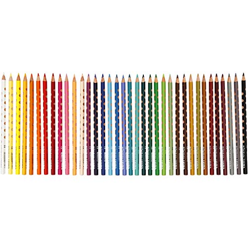 Groove Dunne Kleurpotloden, l: 18 cm, vulling: 3,3 mm, diverse kleuren, 36stuks