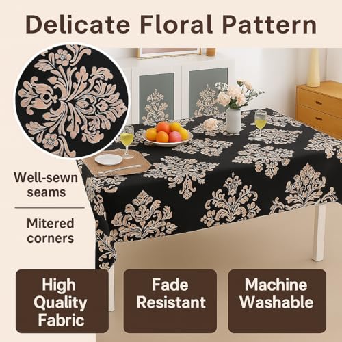 Image of Styleys Dining Table Cover Waterproof with for Kitchen Dining Table Cloth Dust and Oil Repellent (140x180, 1 Table Cover Only, Royal Black, CTSLMC165)