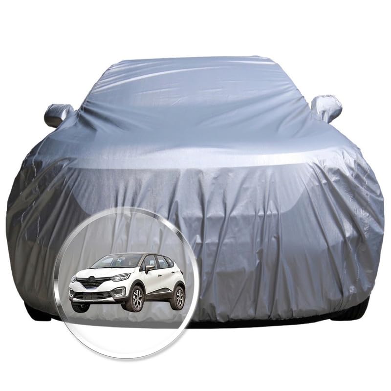 Image of NEODRIFT 'CrystalTech' Car Cover for Renault Captur (100% Water-Resistant, All Weather Protection, Tailored Fit, Multi-Layered & Breathable Fabric) (Colour: Crystal Silver)
