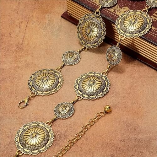 Metal Chain Belt 4pcs Western Metal Concho Belt - Vintage Cowgirl Boho For Waist3