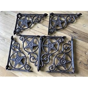 Vintage 6 Cast Iron Style Star Brackets Garden Braces Shelf Corbels RUSTIC PRIMITIVE
