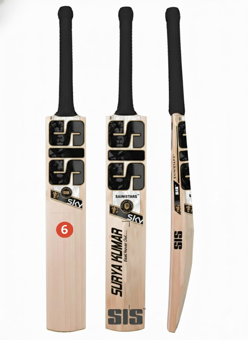 Surya Kumar Sky Cricket Bat, Natural Wood Size-06 Popular Cricket bat for All Hard and Soft Tennis/Leather Bat (Black)-image-22