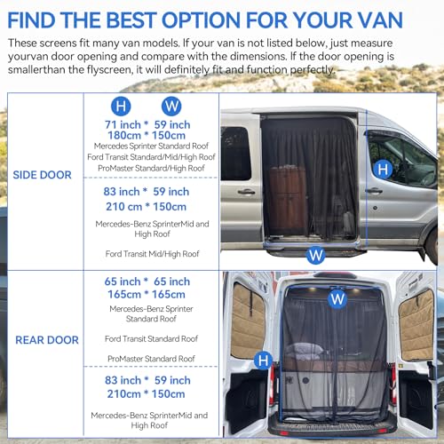 JOJOCY Magnetisches Fliegengitter Van Insektennetz für Mercedes Sprinter (mittleres/hohes Dach), Renault Master VW Crafter (hohes/super hohes Dach), Ford Transit, Wohnmobil (hintere 210 x 150cm)