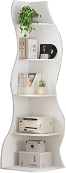 Bookshelf Slim 5-Tier Display Rack Corner Shelf Comic Rack Open