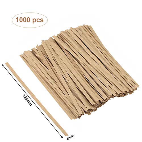 DSHE 1000 Pieces 5 Inch Kraft Paper Twist Ties, Paper Twist Ties, Bread Twist Ties, Candy Ties for Bags(Kraft Paper Brown) - Thumbnail 3