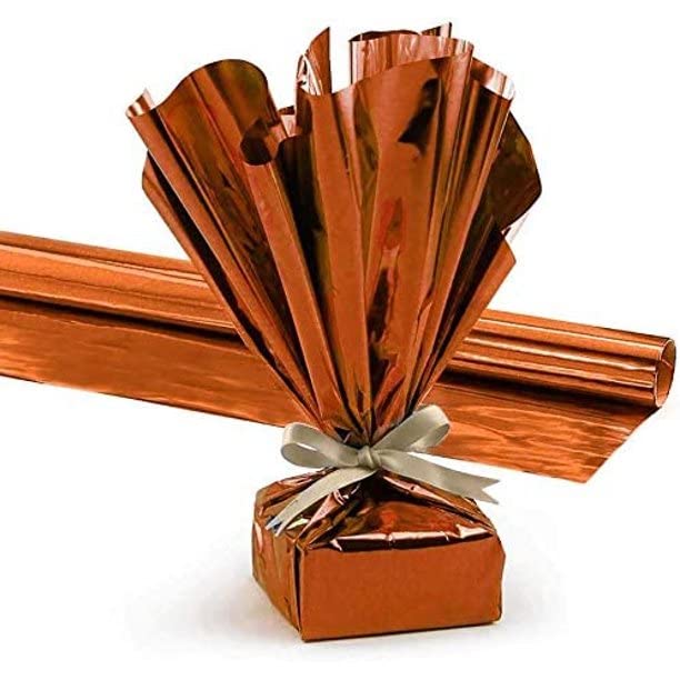 PMU Gift Wrap Mylar Roll Metallic Orange 2-sided, 48 Inches X 50 Ft Roll 1.4 Mil Highly Reflective Mylar Film, Great for Gifts, Birthdays, Christmas,
