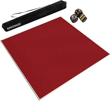 Square Mahjong Table Mat with Bag and 3 Dice, Anti Slip Noise Reduction Gaming Mat Table CoverRed,35.43x35.43 in