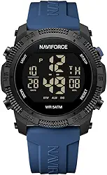 NAVIFORCE Relógio digital masculino esportivo, impermeável, com cronômetro, alarme, pulseira de borracha, relógio de pulso feminino