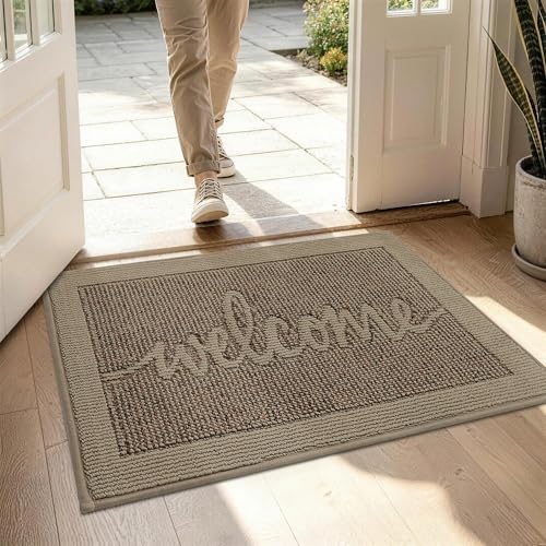 JSEI Door Mat 24"x 36",Absorbent Dirt Welcome Mat,Non-Slip Entryway Rugs Washable Indoor Entrance Mats,Low Profile Floor Mat for Entryway and Front Back Door,Beige — view 3