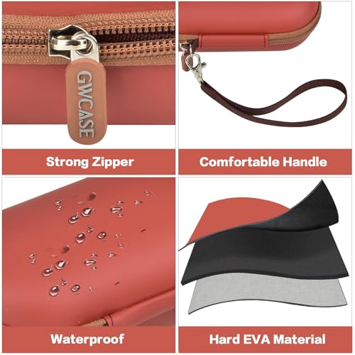 Image of GWCASE 2-in-1 Contact Lens Travel Case for Eyeglasses & Sunglasses | Hard PU Exterior Bag with Soak Storage Kit Included Built-in Mirror Tweezer Contact Lens Solution Bottle-Brown(No Glasses)