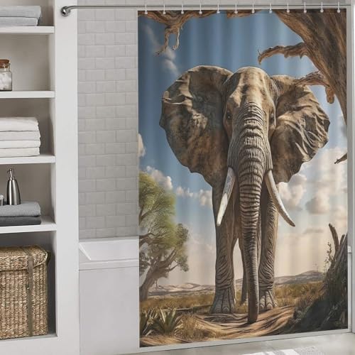 Rideau de douche anti éclaboussure ElephFourmi lavable en polyester - 2