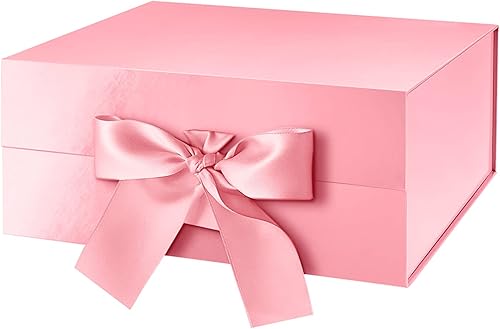 Miniatura 1 de Caja de regalo con cinta de 9 x 6.5 x 3.8 pulgadas, caja de regalo rosa con tapa y cinta, caja de propuesta de dama de honor, caja de regalo