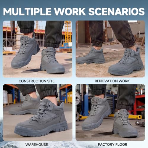 Image of Steel Toe Work Boots for Men - High Top Puncture Resistant Safety Boots - Industrial Boot for Worker - Comfortable Work Boot for Construction