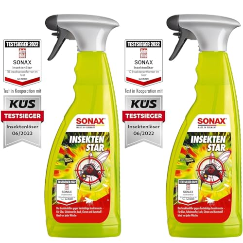 SONAX InsektenStar (750 ml) Insektenentferner löst schnell & schonend selbst hartnäckige & angetrocknete Insektenverschmutzungen, Art-Nr. 02334000 (Packung mit 2)