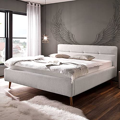 sette notti Lotte Polsterbett 180x200 cm, Stoff Hellgrau, Liegefläche Cover