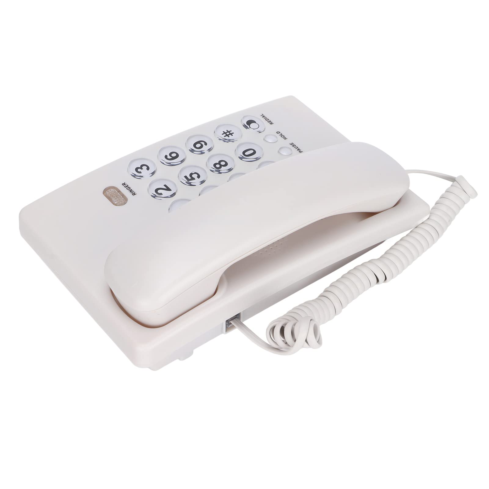 Telefon bezprzewodowy na biurko z dużym przyciskiem Telefon stacjonarny o dużej pojemności Telefon przewodowy do domowego biura hotelu (biały)