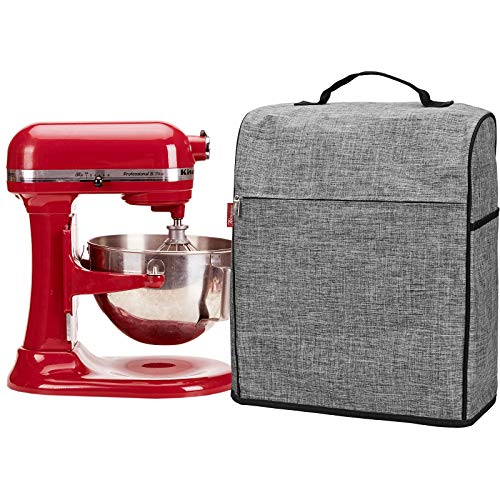 NICOGENA Stand Mixer Cover Compatible with KitchenAid Bowl Lift 5-8 Quart, Dust Cover with Zipper Pocket for Accessories, Gray