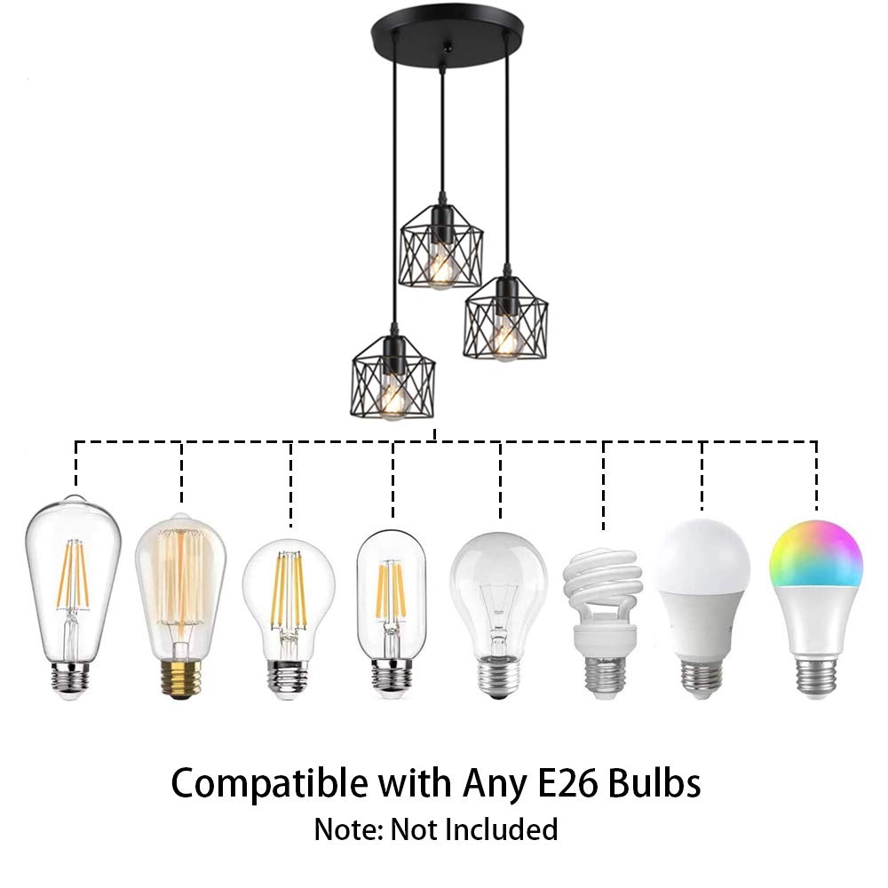 y❤︎ ZXGA Industrial 3-Light Pendant Lighting Adjustable Hanging