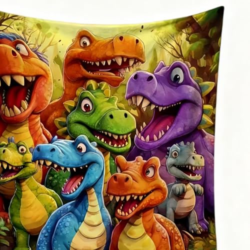 Genérico Manta, Franela Cálida Y Colorida, Manta con Estampado De Dinosaurios, Diseño De Dibujos Animados De Dinosaurios para Sillones Reclinables Salón Dormitorio Dormitorio Apartamento Uso En Todas