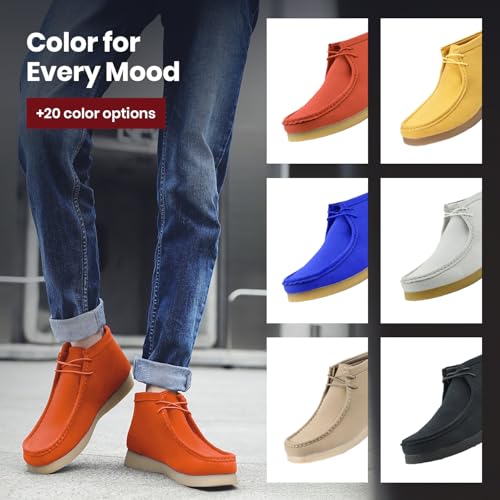 Image of Amali Casual Chukka Boots for Men, High-Top, Lace Up Suede Men's Shoes, Desert Boots with Crepe Rubber Sole