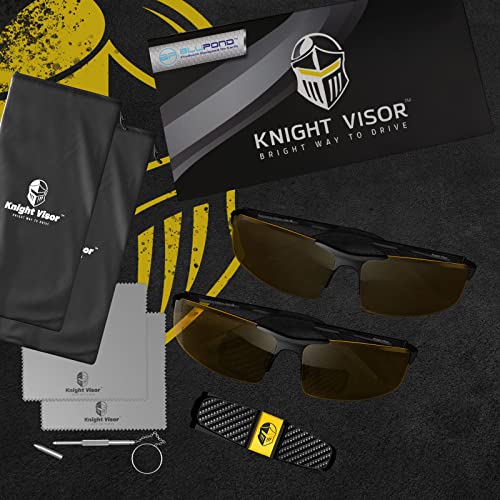Image of BLUPOND Set of 2 HD Day and Night Driving Glasses - Polarized Sunglasses and Yellow Night Vision Glasses With Car Clip Holder