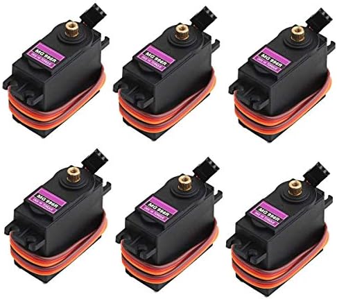 ETMall 6PCS MG996R Servo Motor Metal Gear Servo Motor Torque Digital Servo Motor High Speed Torque Servo Motor for Smart Car Robot Boat RC Helicopter Compatible Arduino Raspberry Pi Project