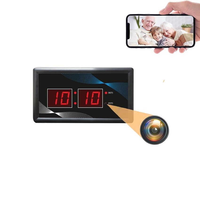 SAFETYNET Hidden Camera with Live Feed WiFi - Indoor Security Camera 1080P HD Hidden Nanny Cam Motion Detection - with 32GB MicroSD Card (Wall Clock Camera)