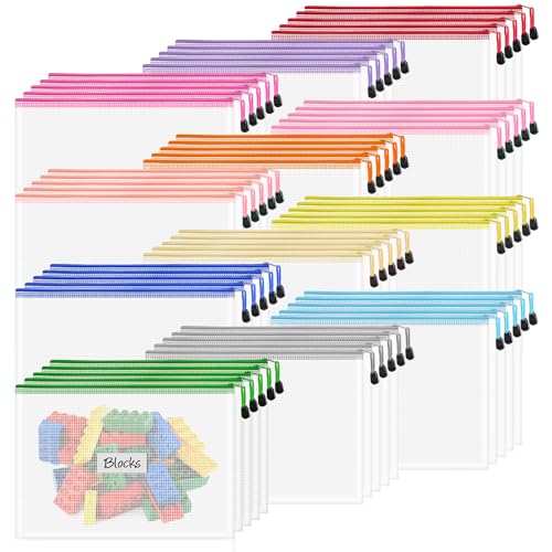 Image of 60pcs Mesh Zipper Pouch, A4 Zipper Bags for Organizing, Mesh Zipper Bag, File Organizer Pouches, Storage Pouch, Mesh Zipper Pouches for Organizing, School Office Supplies