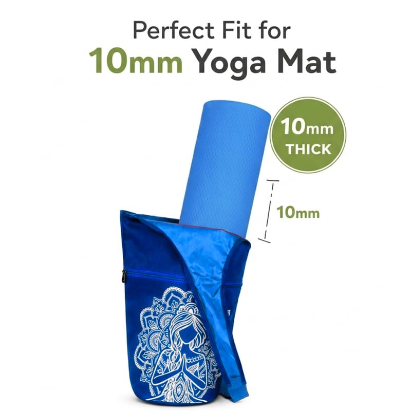 Image of Yoga Mat Bag with Pocket & Adjustable Strap - Yoga Mat Carrier for Women and Men, Gym Workout, Pilates & Travel Accessories Bag (Blue)